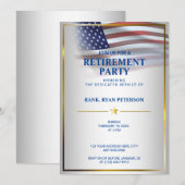 アメリカ国旗 | 透過 | ゴールドフレーム | ラグジュアリー ホワイト 招待状 (正面/裏面)