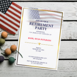 アメリカ国旗 | 透過 | ゴールドフレーム | ラグジュアリー ホワイト 招待状