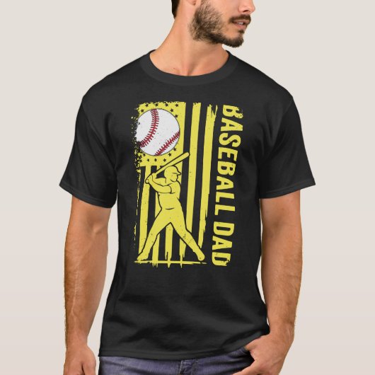 アメリカ国旗 野球パパ Tシャツ (正面)