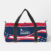 アメリカ国旗、野球選手の女の子、誕生日ギフト ダッフルバッグ (正面)