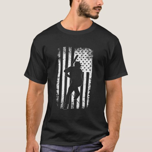 アメリカ国旗 野球 野球 Tシャツ (正面)