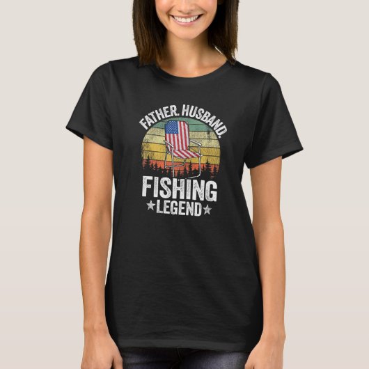 アメリカ国旗 釣り好きの父・夫・お父さんへのギフト メンズ Tシャツ (正面)