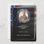 アメリカ国旗 | 銀の月桂樹の葉 | 豪華な引退 招待状 (正面)