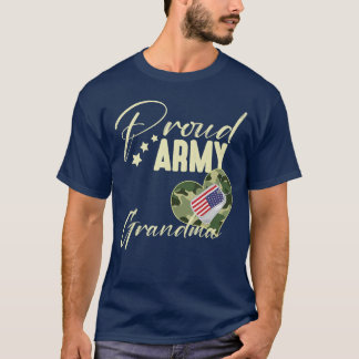 アメリカ国旗 陸軍おばあちゃん プライド かっこいいドッグタグ カモフラージュ Tシャツ