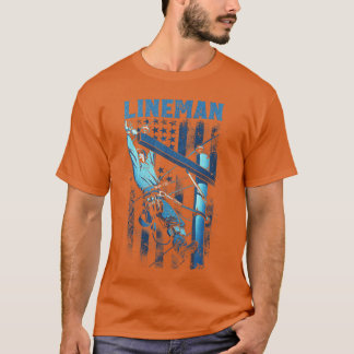 アメリカ国旗 電線作業員 ケーブル Lineman ファミリ Tシャツ