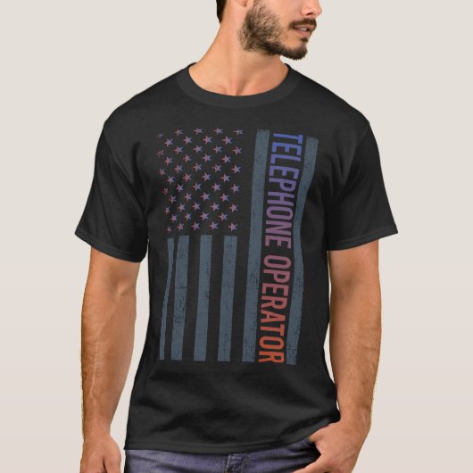 アメリカ国旗 - 電話オペレーター Tシャツ (正面)
