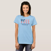 アメリカ国旗 青 女性 愛国心 Tシャツ (正面フル)