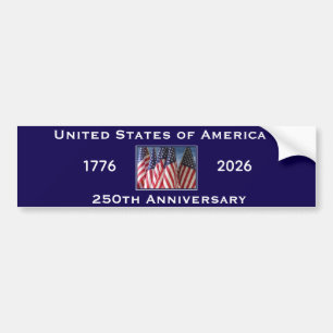 アメリカ国旗 青 250周年記念 アメリカ愛国 バンパーステッカー