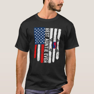 アメリカ国旗 韓国国旗 最高の叔母さんよ Tシャツ