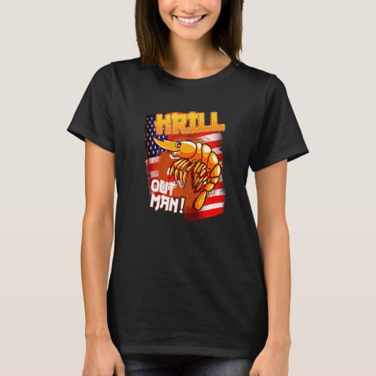アメリカ国旗 食品 面白いダジャレ クリル 海の幸 釣り 不味い Tシャツ (正面)
