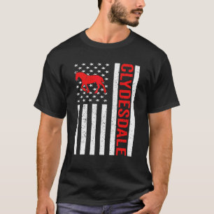 アメリカ国旗 馬 乗馬 クライドルデール Tシャツ