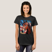 アメリカ国旗 馬 愛国心 7月4日 Tシャツ (正面フル)