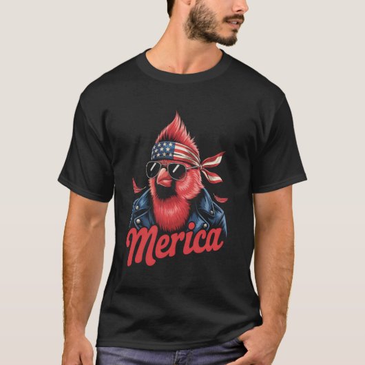 アメリカ国旗 鳥好き シャコバト サングラス 4 Tシャツ (正面)