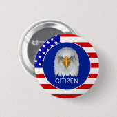 アメリカ国旗, 鷹, 編集可能な市民テキスト 缶バッジ (正面&裏面)