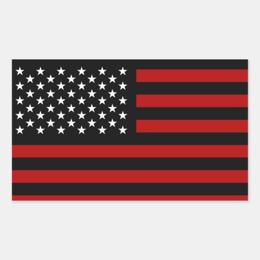 アメリカ国旗 黒 赤 白 長方形シール (正面)