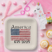アメリカ国旗 1776年～2026年 アメリカ建国250周年記念  ペーパープレート (パーティー)