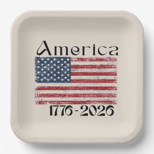 アメリカ国旗 1776年～2026年 アメリカ建国250周年記念  ペーパープレート (正面)