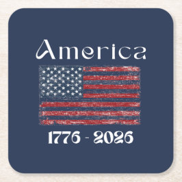 アメリカ国旗 1776年~2026年 アメリカ独立250周年記念 スクエアペーパーコースター