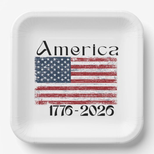 アメリカ国旗 1776年～2026年 アメリカ独立250周年記念 ペーパープレート (正面)
