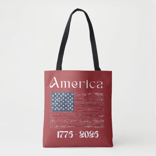 アメリカ国旗 1776年~2026年 アメリカ独立250周年記念 レッド トートバッグ (正面)
