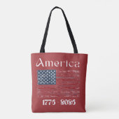 アメリカ国旗 1776年~2026年 アメリカ独立250周年記念 レッド トートバッグ (裏面)