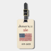 アメリカ国旗 1776年～2026年 USA建国250年 名前QRコード ラゲッジタグ (正面縦)