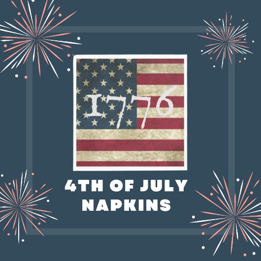 アメリカ国旗 1776 独立記念日 パーティー スタンダードランチョンナプキン
