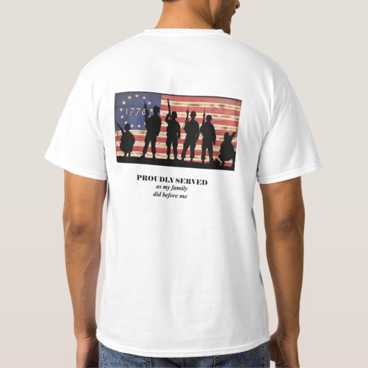 アメリカ国旗 1776 誇り高き退役軍人 Tシャツ (裏面)