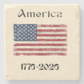 アメリカ国旗 1776-2026 アメリカ250周年 ストーンコースター (正面)