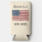 アメリカ国旗 1776-2026 アメリカ250周年 スリム缶クーラー (正面)
