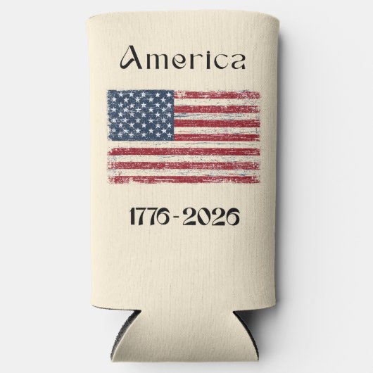 アメリカ国旗 1776-2026 アメリカ250周年 スリム缶クーラー (正面)