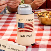 アメリカ国旗 1776-2026 アメリカ250周年 スリム缶クーラー