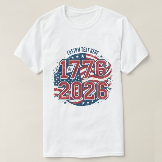 アメリカ国旗 1776 2026 周年記念 Tシャツ (デザイン正面)