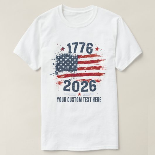 アメリカ国旗 1776 2026 周年記念 Tシャツ (デザイン正面)