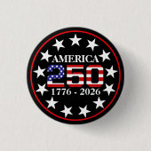 アメリカ国旗 250周年記念 1776-2026 缶バッジ (正面)