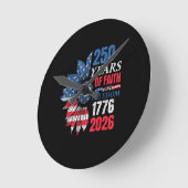 アメリカ国旗 250周年 ヴィンテージ 1776年 2 ラウンド壁時計 (傾斜)