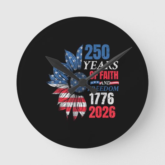 アメリカ国旗 250周年 ヴィンテージ 1776年 2 ラウンド壁時計 (正面)