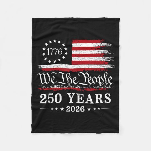アメリカ国旗 250周年 1776 2026 フリースブランケット (正面)
