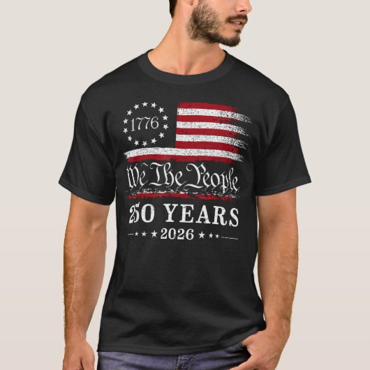 アメリカ国旗 250周年 1776 2026 We The People Tシャツ (正面)