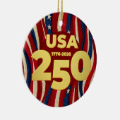 アメリカ国旗 250周年 2026年7月4日 セラミックオーナメント (右)