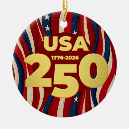 アメリカ国旗 250周年 2026年7月4日 セラミックオーナメント (正面)