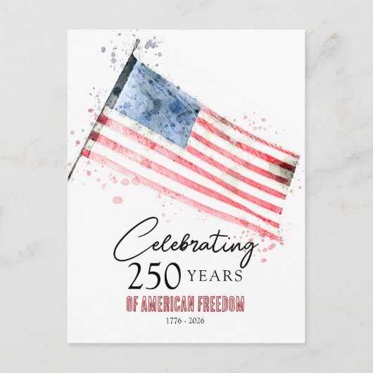 アメリカ国旗 250年 自由 7月4日パーティー ポストカード (正面)