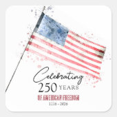 アメリカ国旗 250年 自由 7月4日 スクエアシール (正面)