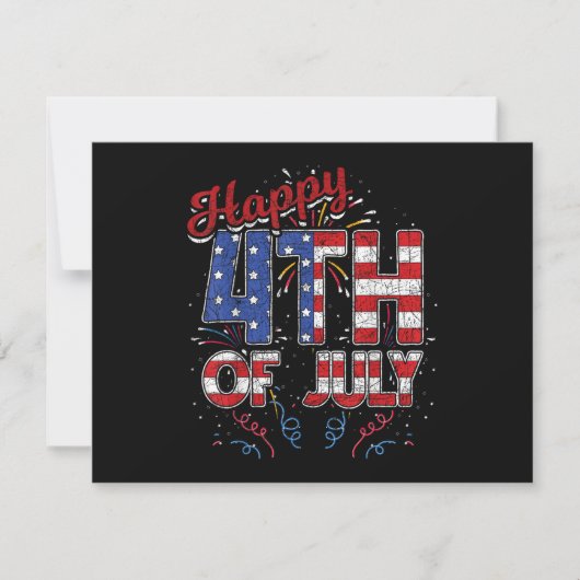 アメリカ国旗 4th of July 花火 招待状 (正面)