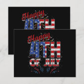 アメリカ国旗 4th of July 花火 招待状 (正面/裏面)