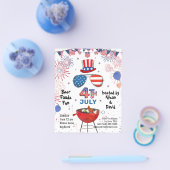 アメリカ国旗 4th of JULY BBQ パーティー招待状 チラシ (シングル)