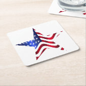 アメリカ国旗、7月コースターの第4星 スクエアペーパーコースター (アングル)