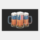 アメリカ国旗 7月4日 アメリカ ビール 飲酒 USA 長方形シール (正面)