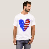アメリカ国旗 7月4日 ウェディングハート Tシャツ (正面フル)