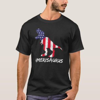 アメリカ国旗 7月4日 ティラノサウルス アメリカサウルス Tシャツ